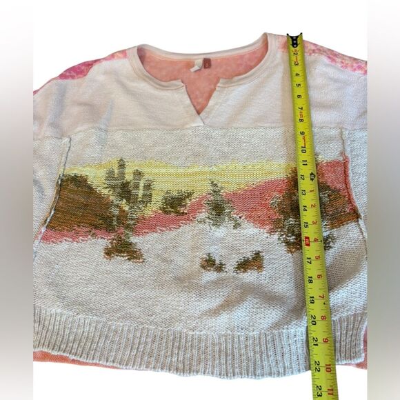 Pilcro Anthropologie Desert Intarsia Sweater Tee Womens Size Medium Cotton - Picture 15 of 15